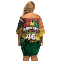 Vanuatu Independence Day Family Matching Off Shoulder Short Dress and Hawaiian Shirt Chibi Boar Proud To Be A Ni-Van