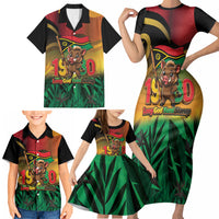 Vanuatu Independence Day Family Matching Short Sleeve Bodycon Dress and Hawaiian Shirt Chibi Boar Proud To Be A Ni-Van LT14 - Polynesian Pride