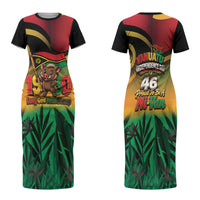 Vanuatu Independence Day Family Matching Short Sleeve Bodycon Dress and Hawaiian Shirt Chibi Boar Proud To Be A Ni-Van LT14 Mom's Dress Multicolor - Polynesian Pride
