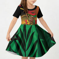 Vanuatu Independence Day Kid Short Sleeve Dress Chibi Boar Proud To Be A Ni-Van LT14 KID Multicolor - Polynesian Pride