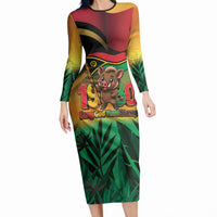 Vanuatu Independence Day Long Sleeve Bodycon Dress Chibi Boar Proud To Be A Ni-Van LT14 Long Dress Multicolor - Polynesian Pride