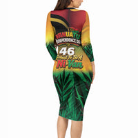 Vanuatu Independence Day Long Sleeve Bodycon Dress Chibi Boar Proud To Be A Ni-Van LT14 - Polynesian Pride