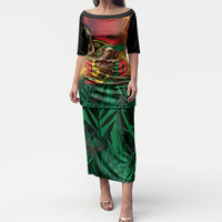 Vanuatu Independence Day Puletasi Chibi Boar Proud To Be A Ni-Van LT14 Long Dress Multicolor - Polynesian Pride
