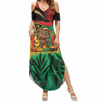Vanuatu Independence Day Summer Maxi Dress Chibi Boar Proud To Be A Ni-Van LT14 Women Multicolor - Polynesian Pride