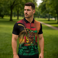 Vanuatu Independence Day Zipper Polo Shirt Chibi Boar Proud To Be A Ni-Van