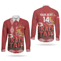 Tonga Rugby Custom Couples Matching Mermaid Dress and Long Sleeve Button Shirt 2026 Go Ikale Tahi Ngatu Pattern LT14 - Polynesian Pride