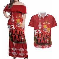 Tonga Rugby Custom Couples Matching Off Shoulder Maxi Dress and Hawaiian Shirt 2026 Go Ikale Tahi Ngatu Pattern