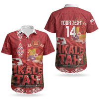 Tonga Rugby Custom Couples Matching Off Shoulder Maxi Dress and Hawaiian Shirt 2026 Go Ikale Tahi Ngatu Pattern LT14 - Polynesian Pride