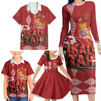 Tonga Rugby Custom Family Matching Long Sleeve Bodycon Dress and Hawaiian Shirt 2026 Go Ikale Tahi Ngatu Pattern LT14 - Polynesian Pride