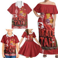 Tonga Rugby Custom Family Matching Off Shoulder Maxi Dress and Hawaiian Shirt 2026 Go Ikale Tahi Ngatu Pattern LT14 - Polynesian Pride
