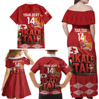 Tonga Rugby Custom Family Matching Off Shoulder Maxi Dress and Hawaiian Shirt 2026 Go Ikale Tahi Ngatu Pattern