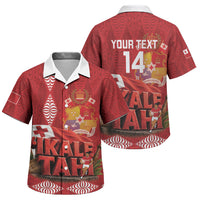 Tonga Rugby Custom Family Matching Off Shoulder Short Dress and Hawaiian Shirt 2026 Go Ikale Tahi Ngatu Pattern LT14 Son's Shirt Red - Polynesian Pride