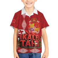 Tonga Rugby Custom Family Matching Off Shoulder Short Dress and Hawaiian Shirt 2026 Go Ikale Tahi Ngatu Pattern
