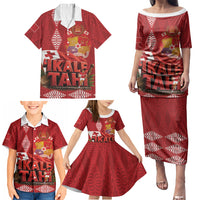 Tonga Rugby Custom Family Matching Puletasi and Hawaiian Shirt 2026 Go Ikale Tahi Ngatu Pattern LT14 - Polynesian Pride