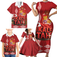 Tonga Rugby Custom Family Matching Short Sleeve Bodycon Dress and Hawaiian Shirt 2026 Go Ikale Tahi Ngatu Pattern