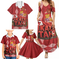 Tonga Rugby Custom Family Matching Summer Maxi Dress and Hawaiian Shirt 2026 Go Ikale Tahi Ngatu Pattern LT14 - Polynesian Pride