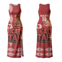 Tonga Rugby Custom Family Matching Tank Maxi Dress and Hawaiian Shirt 2026 Go Ikale Tahi Ngatu Pattern LT14 Mom's Dress Red - Polynesian Pride