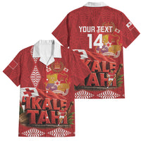 Tonga Rugby Custom Family Matching Tank Maxi Dress and Hawaiian Shirt 2026 Go Ikale Tahi Ngatu Pattern LT14 Dad's Shirt - Short Sleeve Red - Polynesian Pride