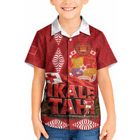 Tonga Rugby Custom Kid Hawaiian Shirt 2026 Go Ikale Tahi Ngatu Pattern LT14 Kid Red - Polynesian Pride