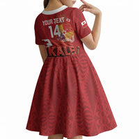 Tonga Rugby Custom Kid Short Sleeve Dress 2026 Go Ikale Tahi Ngatu Pattern LT14 - Polynesian Pride