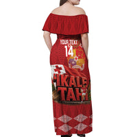 Tonga Rugby Custom Off Shoulder Maxi Dress 2026 Go Ikale Tahi Ngatu Pattern
