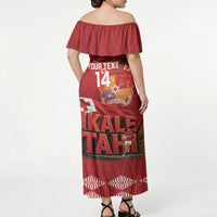 Tonga Rugby Custom Off Shoulder Maxi Dress 2026 Go Ikale Tahi Ngatu Pattern LT14 - Polynesian Pride