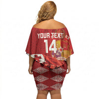 Tonga Rugby Custom Off Shoulder Short Dress 2026 Go Ikale Tahi Ngatu Pattern LT14 - Polynesian Pride