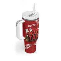 Tonga Rugby Custom Tumbler With Handle 2026 Go Ikale Tahi Ngatu Pattern