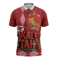 Tonga Rugby Custom Zipper Polo Shirt 2026 Go Ikale Tahi Ngatu Pattern LT14 Red - Polynesian Pride