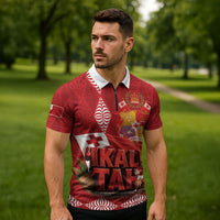 Tonga Rugby Custom Zipper Polo Shirt 2026 Go Ikale Tahi Ngatu Pattern LT14 - Polynesian Pride