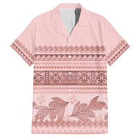 Pastel Pink Samoa Siapo Teuila Flowers Family Matching Off Shoulder Short Dress and Hawaiian Shirt LT14 Dad's Shirt - Short Sleeve Pastel Pink - Polynesian Pride