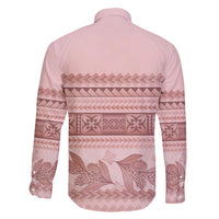 Pastel Pink Samoa Siapo Teuila Flowers Family Matching Off Shoulder Short Dress and Hawaiian Shirt LT14 - Polynesian Pride