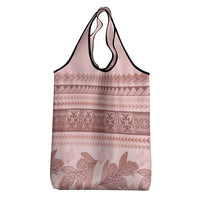 Pastel Pink Samoa Siapo Teuila Flowers Grocery Bag - Polynesian Pride