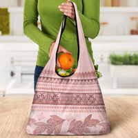 Pastel Pink Samoa Siapo Teuila Flowers Grocery Bag - Polynesian Pride