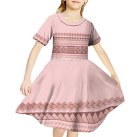Pastel Pink Samoa Siapo Teuila Flowers Kid Short Sleeve Dress - Polynesian Pride