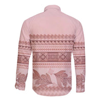 Pastel Pink Samoa Siapo Teuila Flowers Long Sleeve Button Shirt - Polynesian Pride
