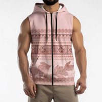 Pastel Pink Samoa Siapo Teuila Flowers Sleeveless Zip Hoodie - Polynesian Pride