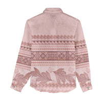Pastel Pink Samoa Siapo Teuila Flowers Women Casual Shirt - Polynesian Pride