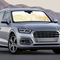 Polynesia White Sunday Auto Sun Shade Plumeria Polynesian Tribal Gold Color - Polynesian Pride