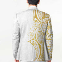 Polynesia White Sunday Blazer Plumeria Polynesian Tribal Gold Color - Polynesian Pride