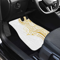 Polynesia White Sunday Car Mats Plumeria Polynesian Tribal Gold Color - Polynesian Pride