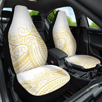 Polynesia White Sunday Car Seat Cover Plumeria Polynesian Tribal Gold Color - Polynesian Pride