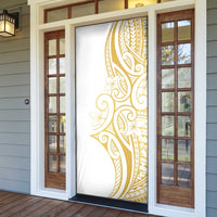 Polynesia White Sunday Door Cover Plumeria Polynesian Tribal Gold Color - Polynesian Pride
