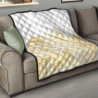 Polynesia White Sunday Quilt Plumeria Polynesian Tribal Gold Color - Polynesian Pride