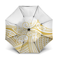 Polynesia White Sunday Umbrella Plumeria Polynesian Tribal Gold Color - Polynesian Pride