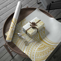 Polynesia White Sunday Wrapping Paper Plumeria Polynesian Tribal Gold Color - Polynesian Pride