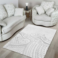 Polynesia White Sunday Area Rug Plumeria Polynesian Tribal Grey Color - Polynesian Pride
