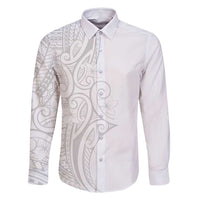 Polynesia White Sunday Family Matching Summer Maxi Dress and Hawaiian Shirt Plumeria Polynesian Tribal Grey Color - Polynesian Pride