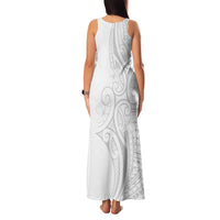Polynesia White Sunday Family Matching Tank Maxi Dress and Hawaiian Shirt Plumeria Polynesian Tribal Grey Color - Polynesian Pride