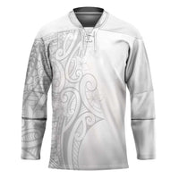 Polynesia White Sunday Hockey Jersey Plumeria Polynesian Tribal Grey Color - Polynesian Pride